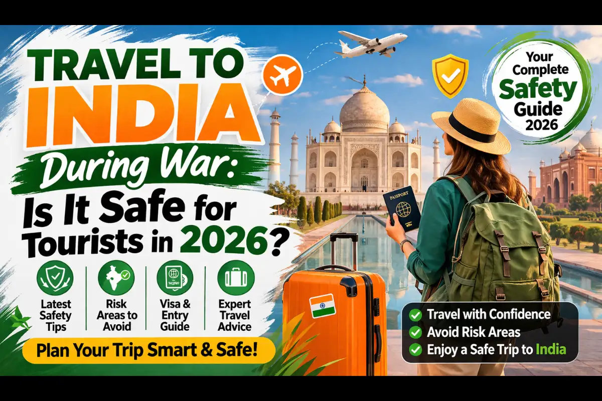 Tourist planning Travel to India in 2026 with a map, passport, and safety checklist