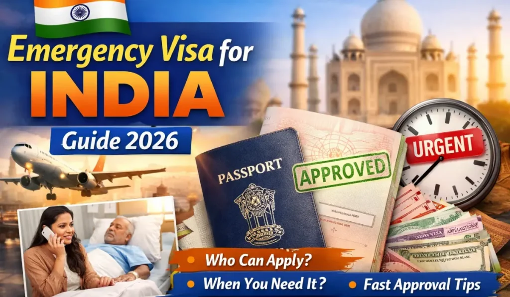 Emergency Visa for India application process and urgent travel concept