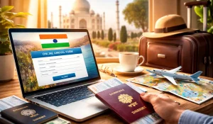Traveler filling e-Arrival Card for India online before airport arrival