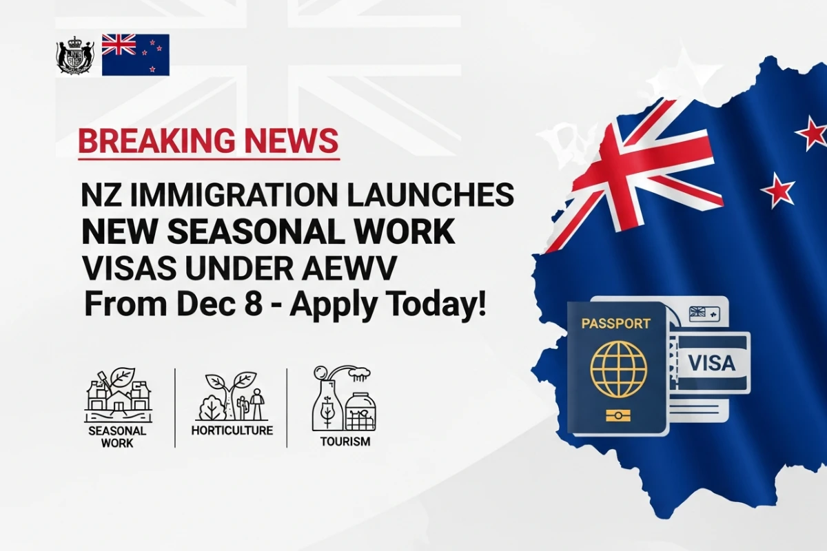 NZ Immigration Launches New Seasonal Work Visas Under AEWV From Dec 8 – Apply Today!