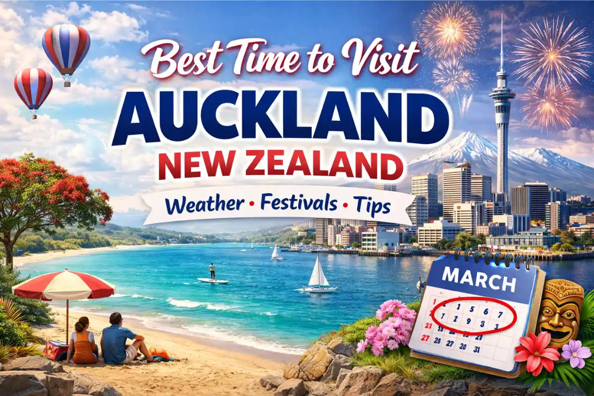 Auckland New Zealand skyline with seasonal weather and festival travel tips